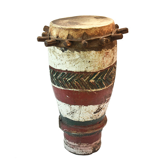 Carved African tribal drum