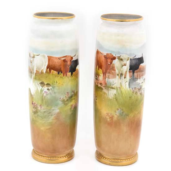 Royal Doulton Cattle Vase Pair
