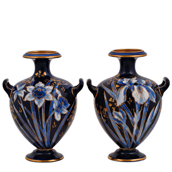 Blue Gilt Vases Pair