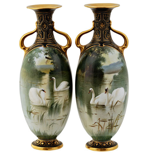 Swan Vases Pair