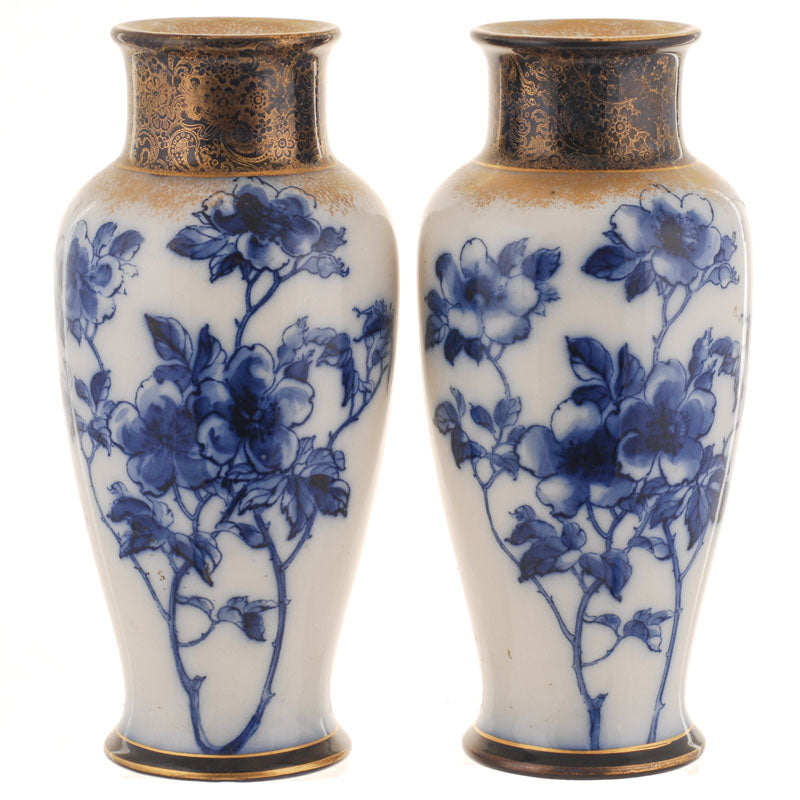 Blue Iris Vase Pair