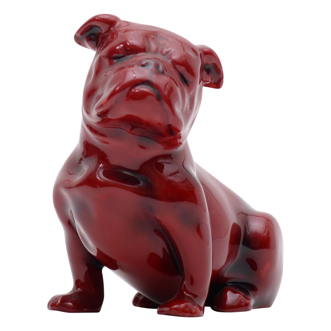 Bulldog Seated, Head Turned flambe sculpture