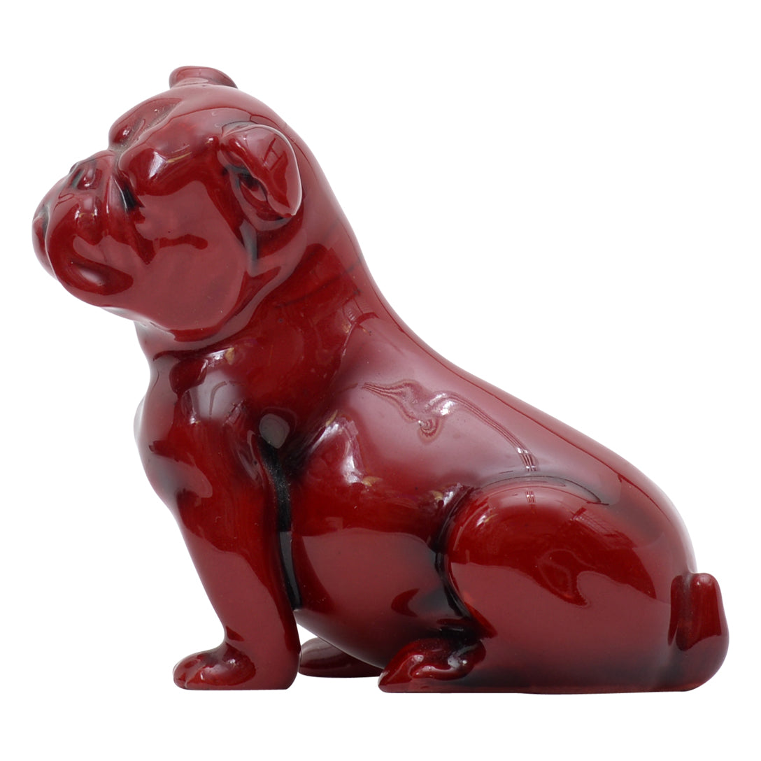 Bulldog Seated, Head Turned flambe sculpture