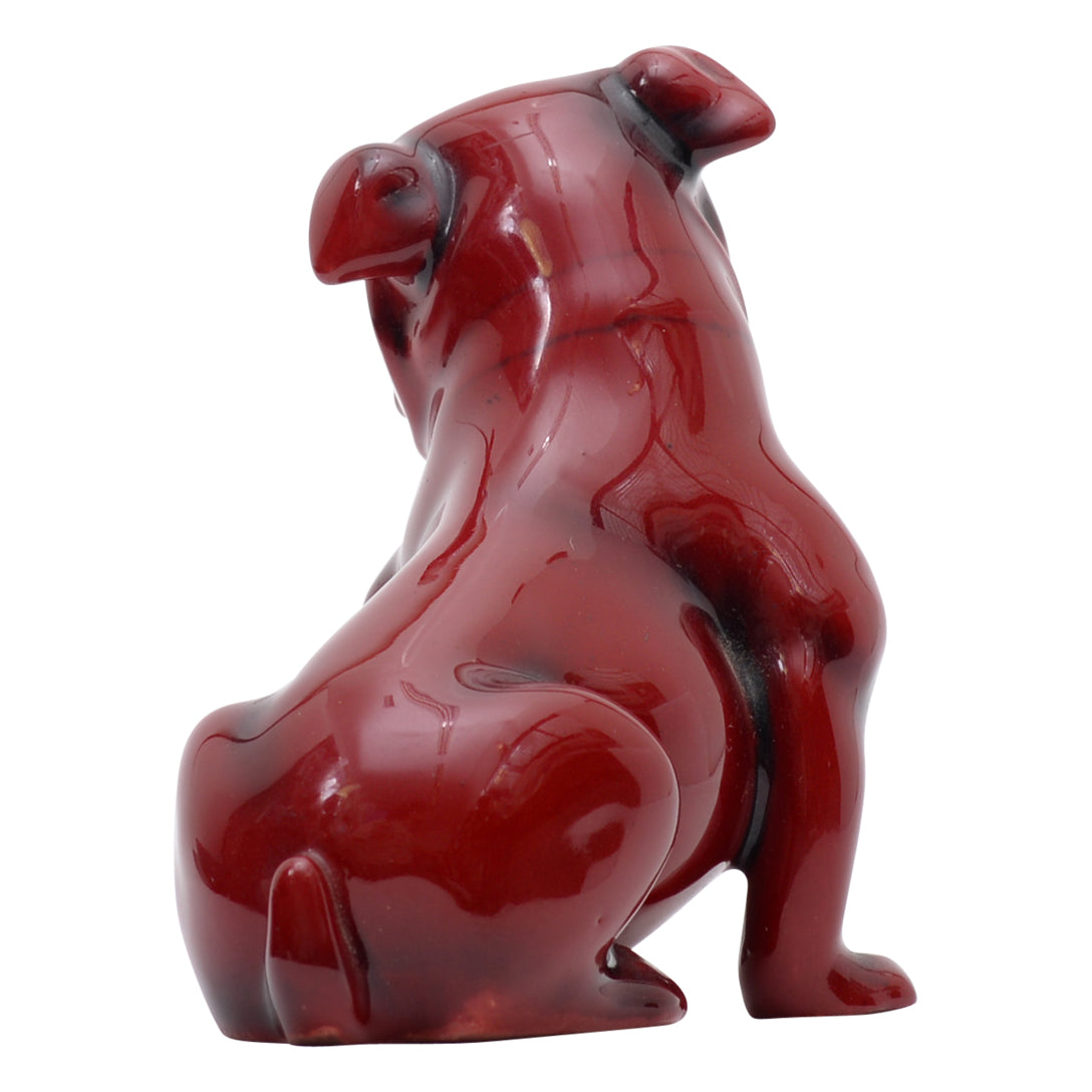 Bulldog Seated, Head Turned flambe sculpture