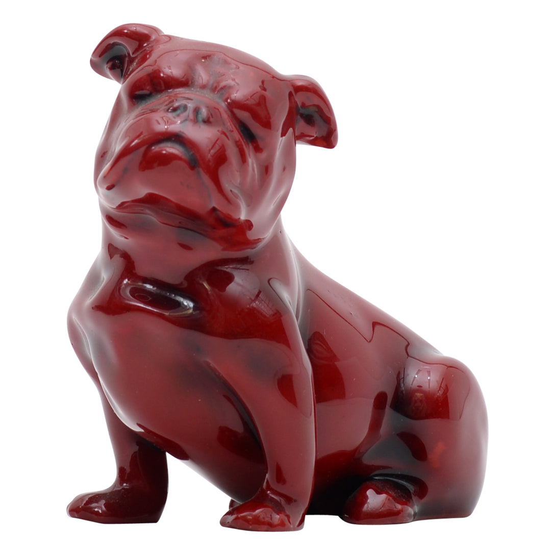 Bulldog Seated, Head Turned flambe sculpture