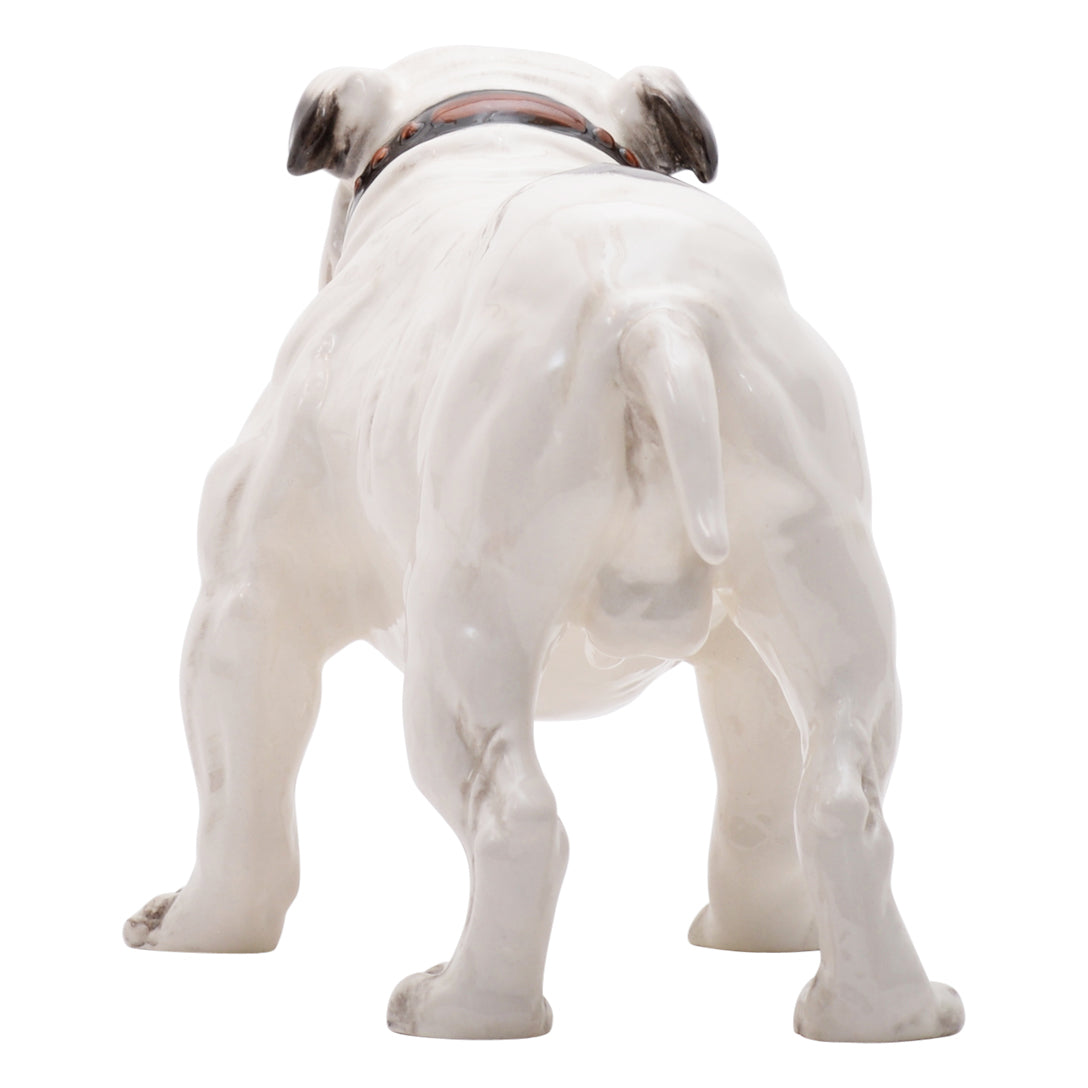 Bulldog White with Brown spot &amp; muzzle dog sculpture