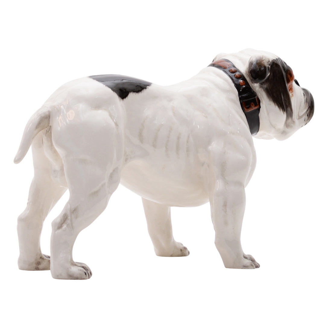 Bulldog White with Brown spot &amp; muzzle dog sculpture