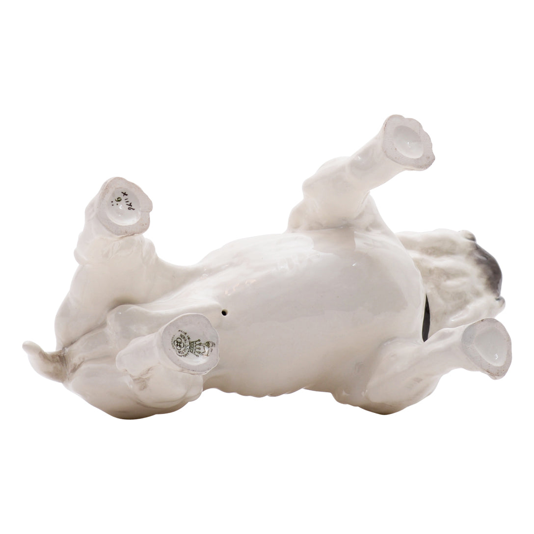 Bulldog White with Brown spot &amp; muzzle dog sculpture