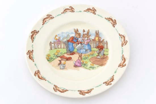 Watering The Flowers Bunnykins plate
