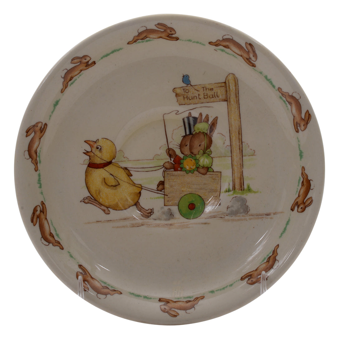Chicken pulling cart bunnykin plate