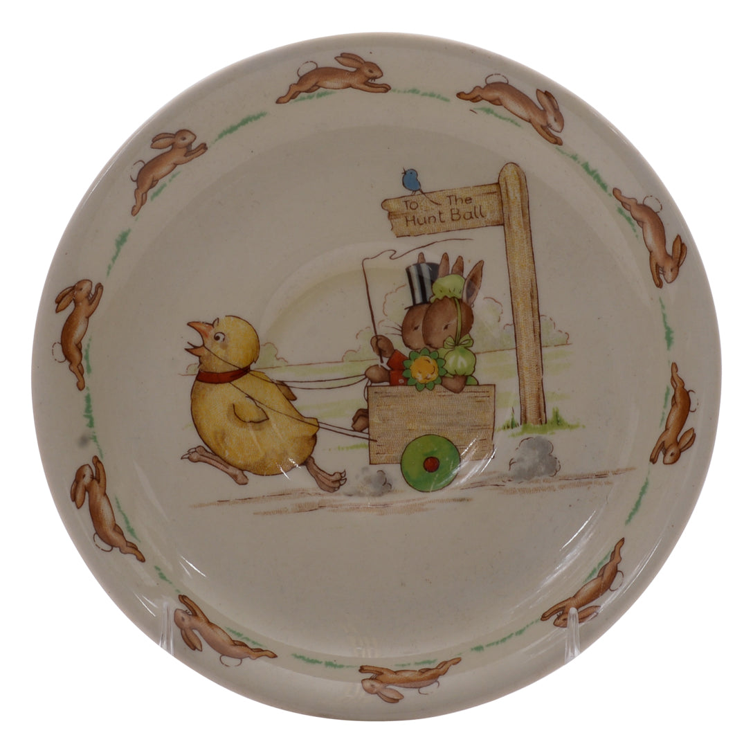 Chicken pulling cart bunnykin plate