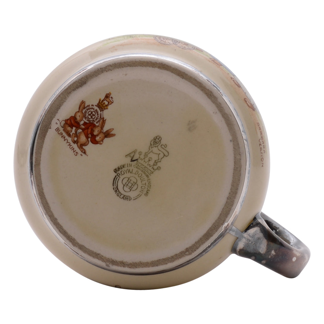 Under umbrella plated ring &amp; handle bunnykin mug As Is