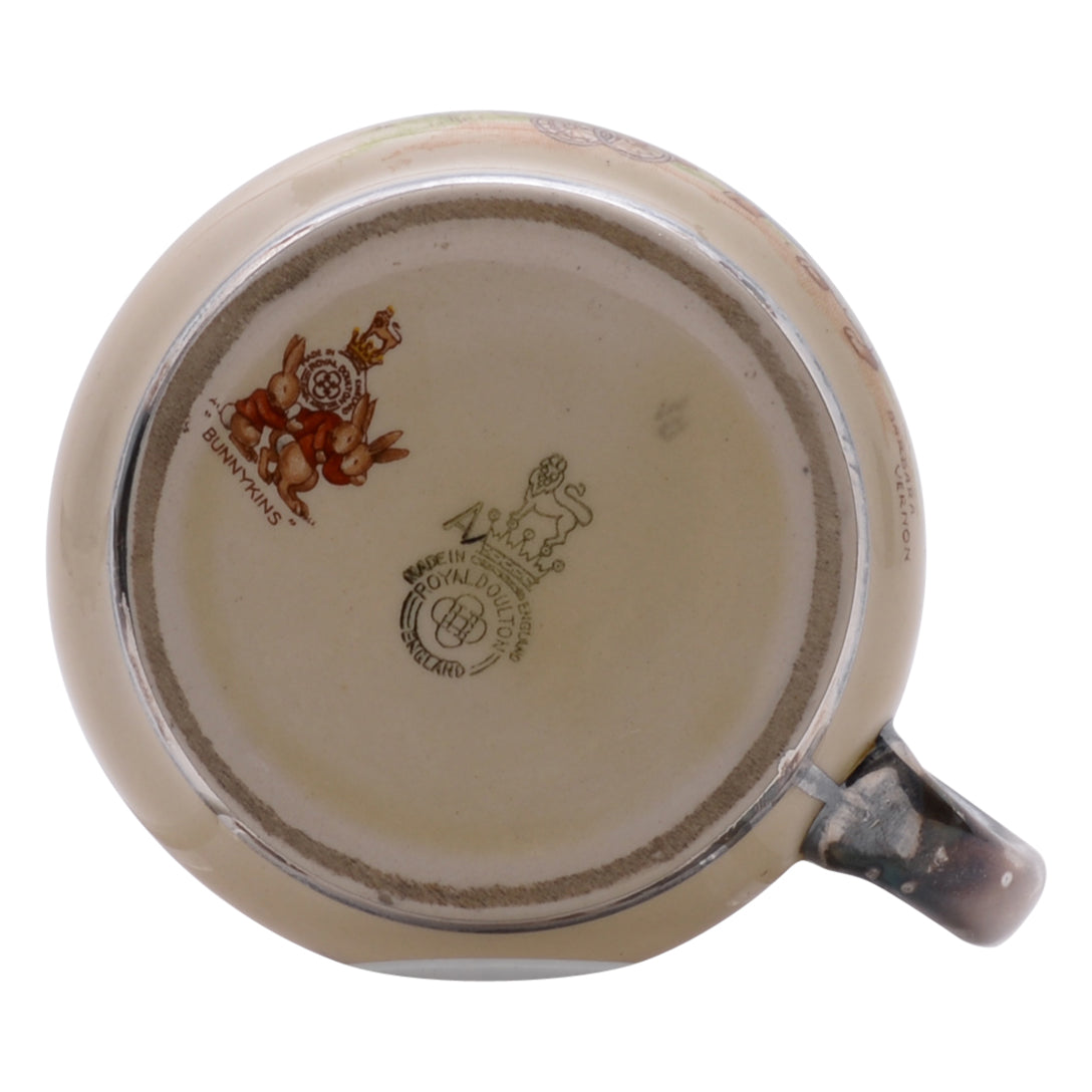 Under umbrella plated ring &amp; handle bunnykin mug As Is