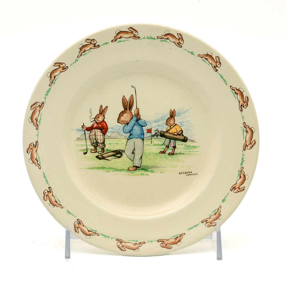 Bunnykin Plate playing golf
