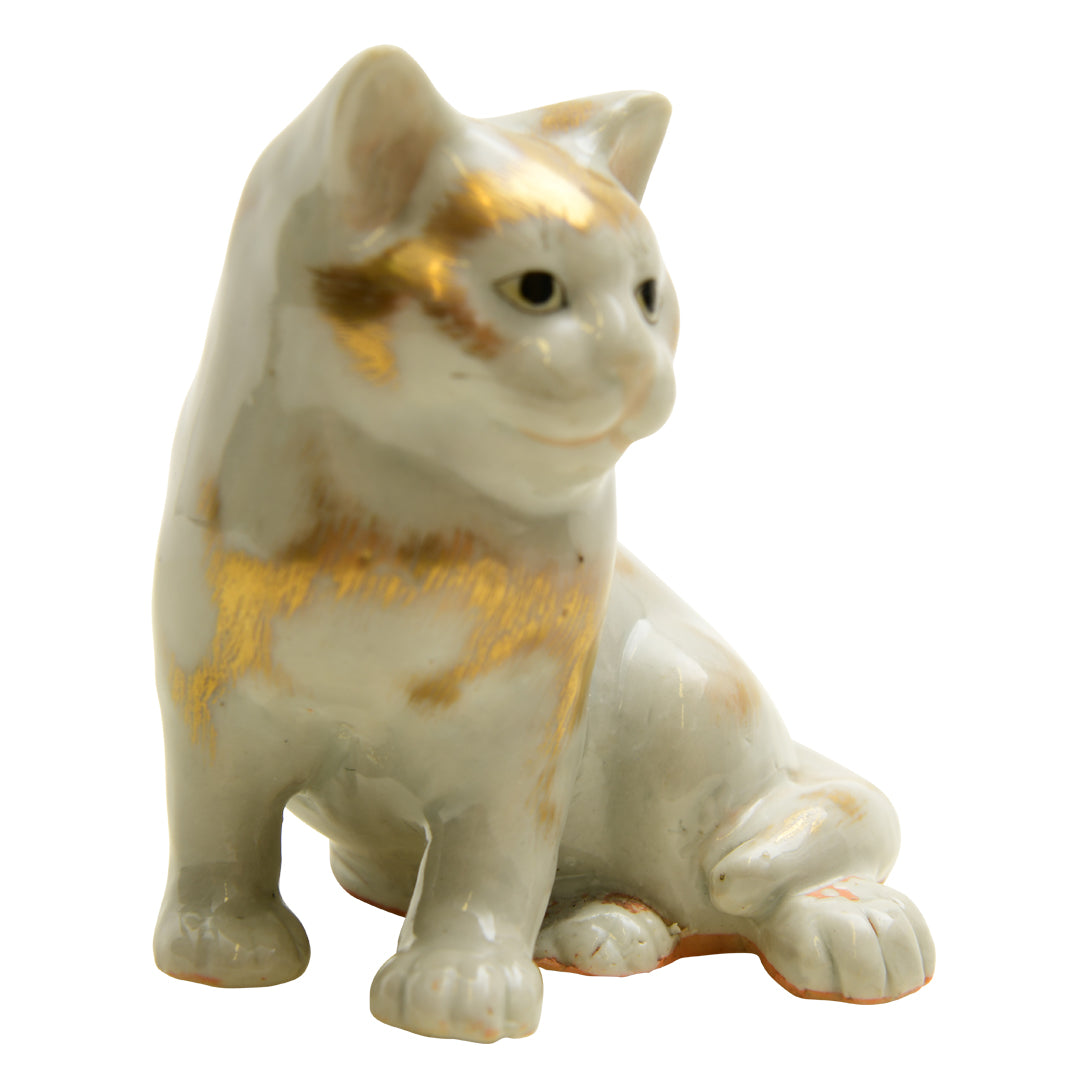 Antique  Cat-White & Gold  Circa 18th century