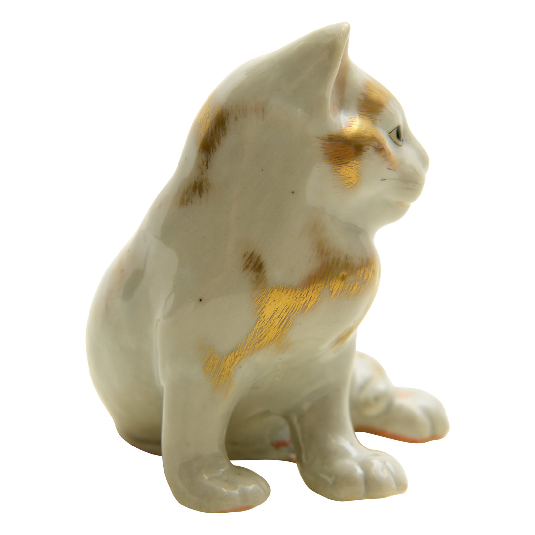 Antique  Cat-White & Gold  Circa 18th century