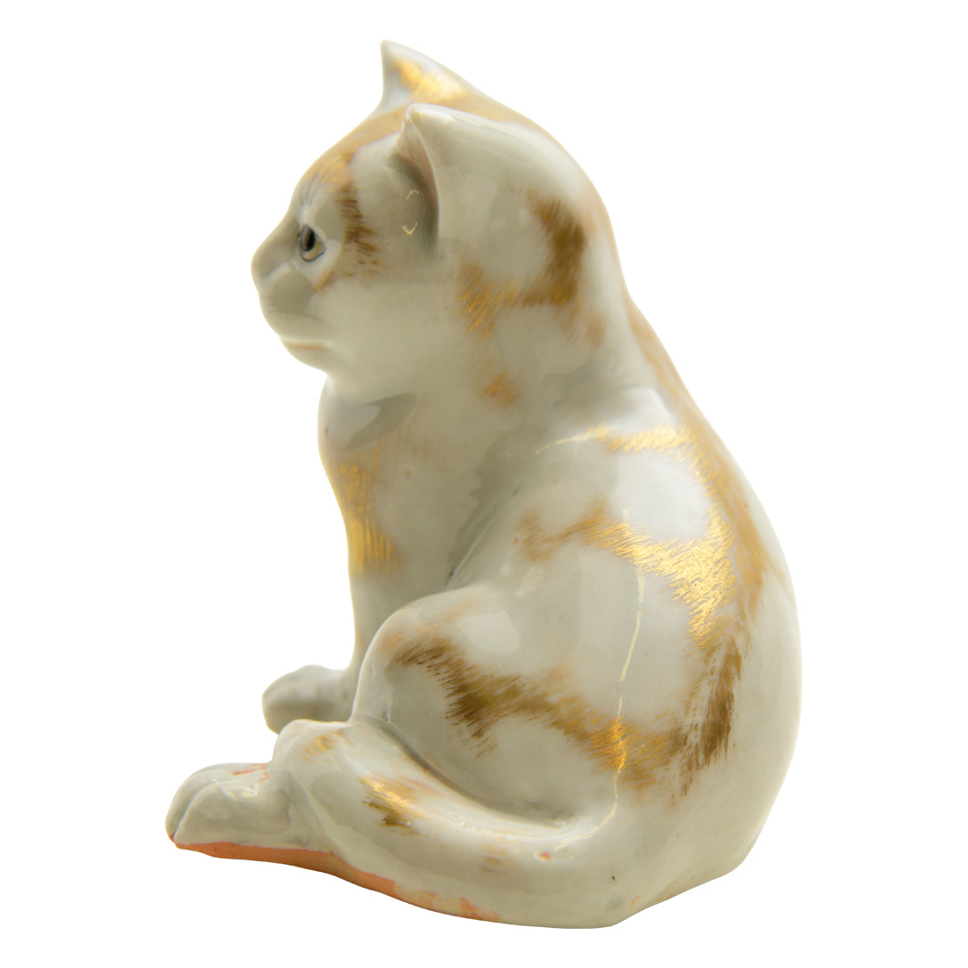 Antique  Cat-White & Gold  Circa 18th century
