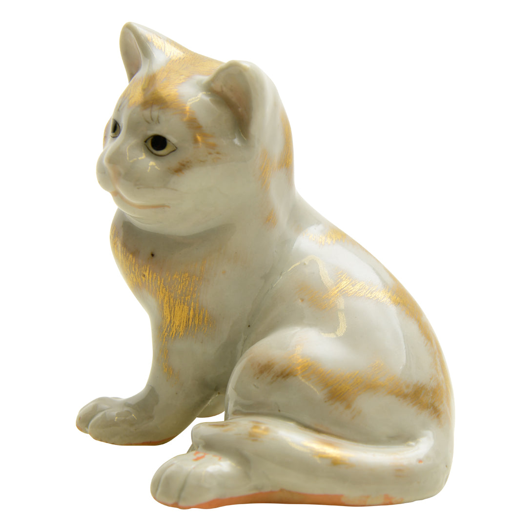Antique  Cat-White & Gold  Circa 18th century