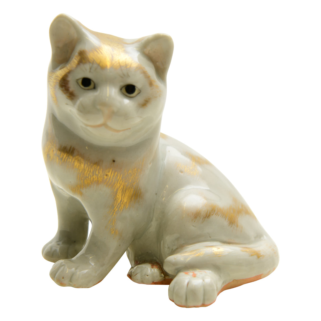 Antique  Cat-White & Gold  Circa 18th century