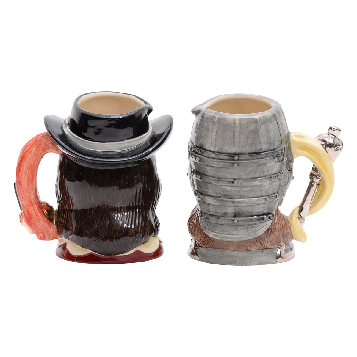 Pair of King Charles and Oliver Cromwell characther jugs