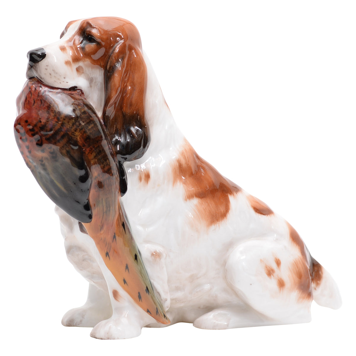 Cocker spaniel with pheasant animal figurine