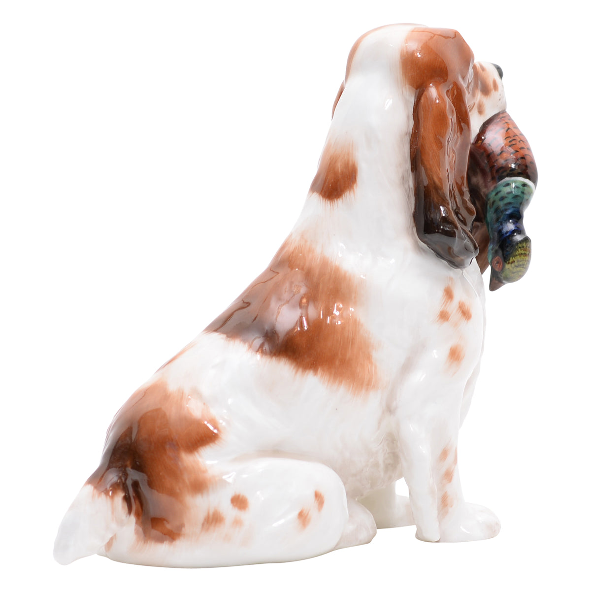 Cocker spaniel with pheasant animal figurine