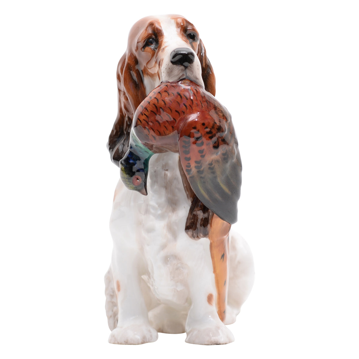 Cocker spaniel with pheasant animal figurine