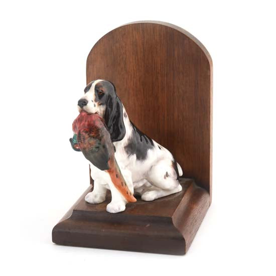 Cocker Spaniel w/ Pheasant Bookend