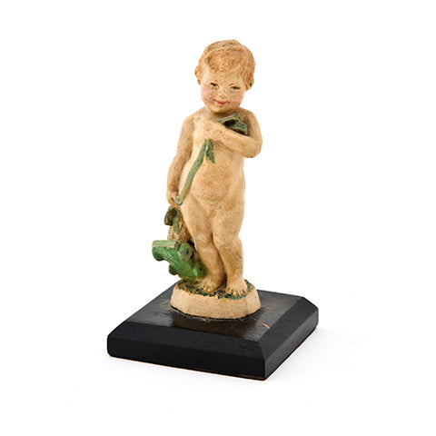 Dulwich figure,child holding toy lamb,h. 3"