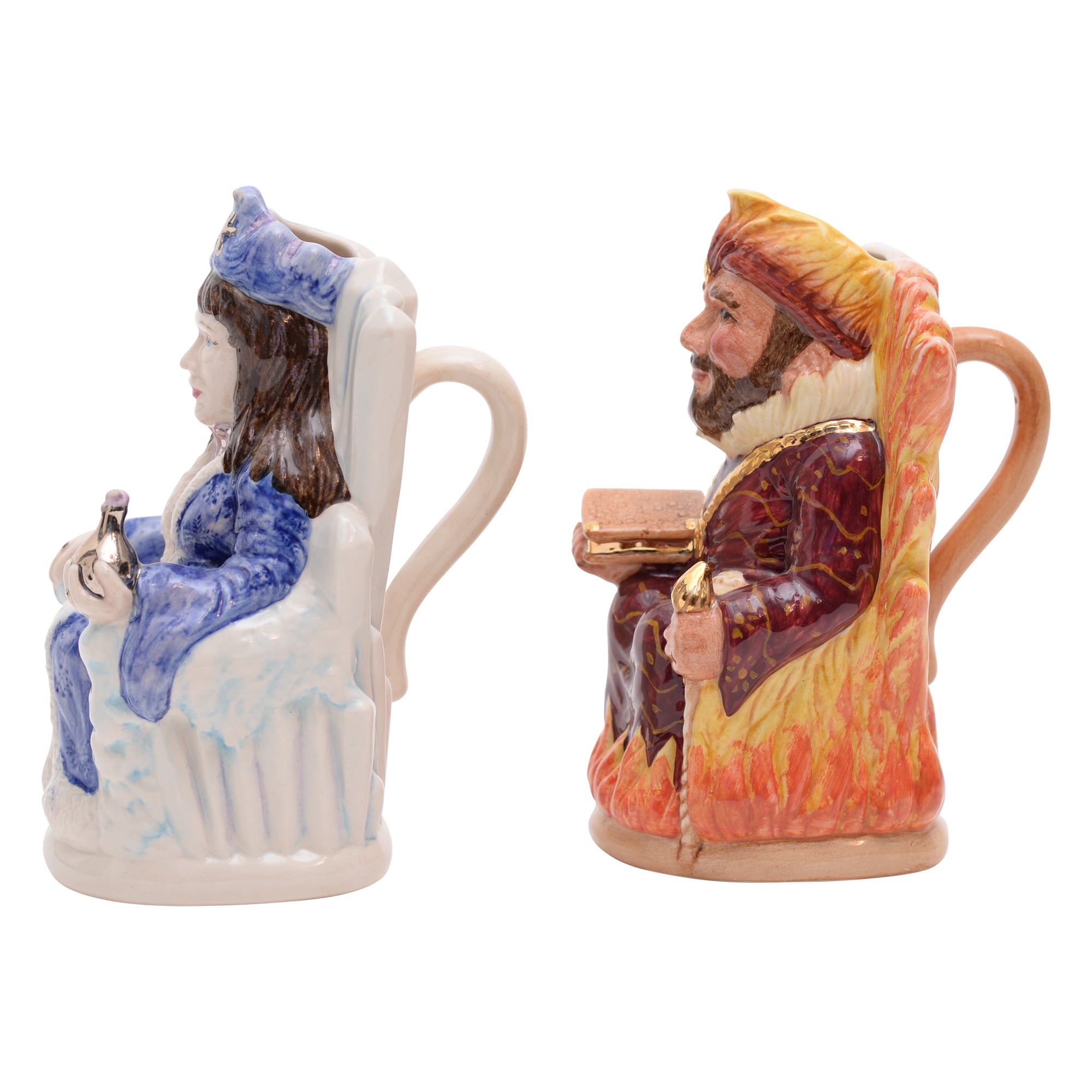 Pair of Fire King & Ice Queen tobies