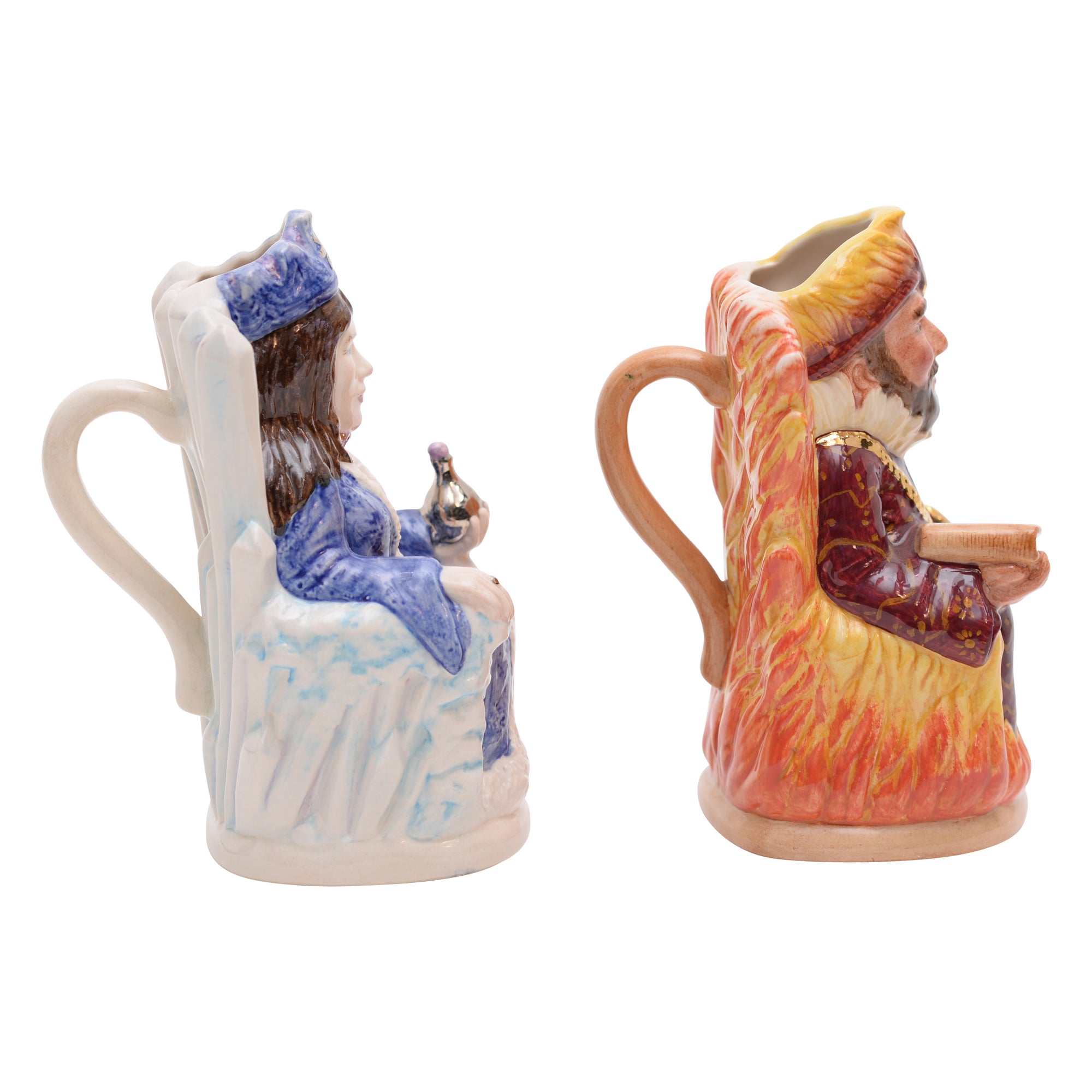 Pair of Fire King & Ice Queen tobies