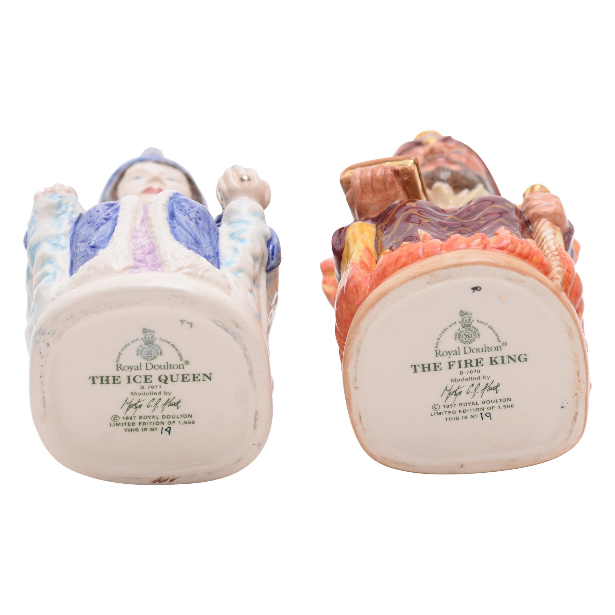 Pair of Fire King & Ice Queen tobies