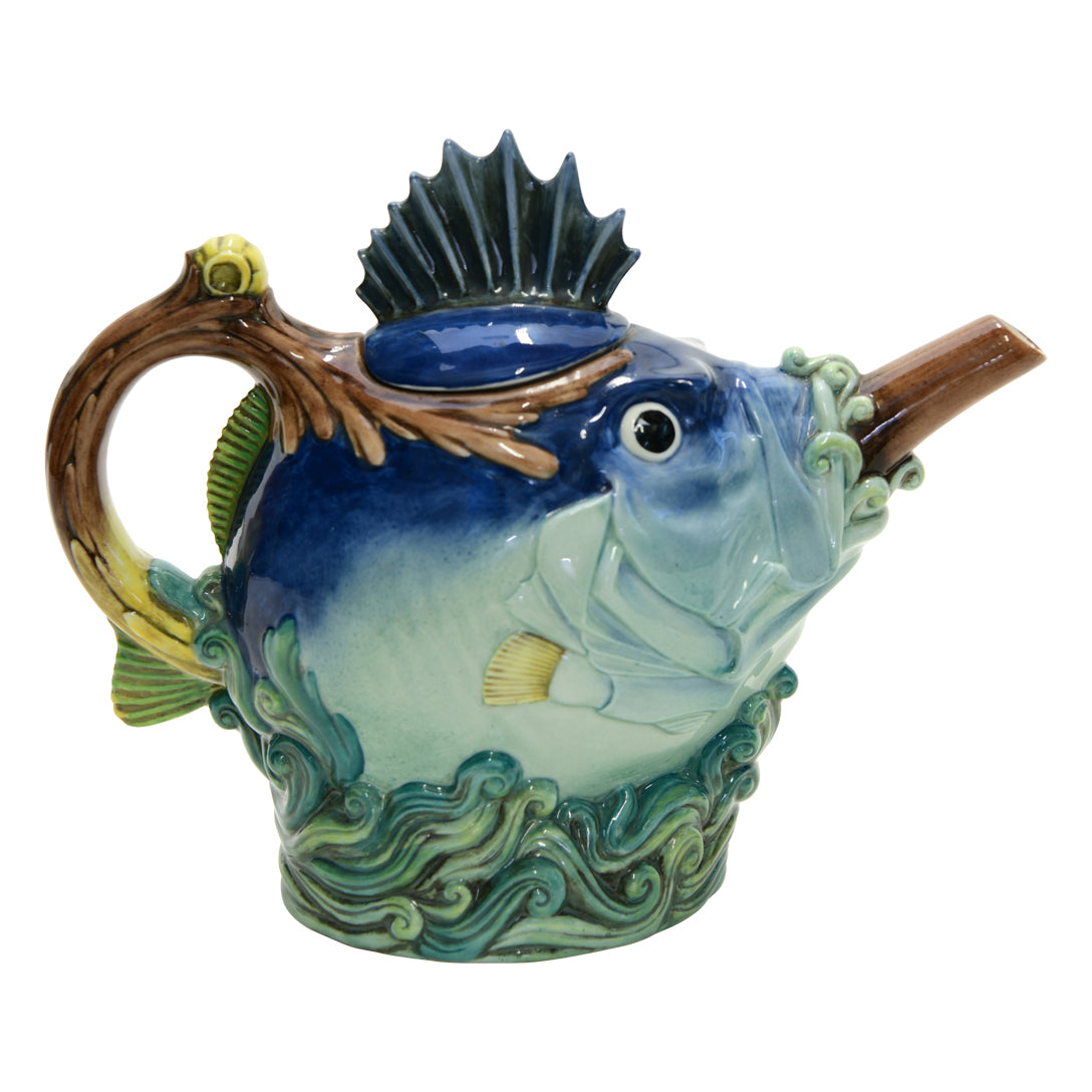 Minton majolica fish teapot