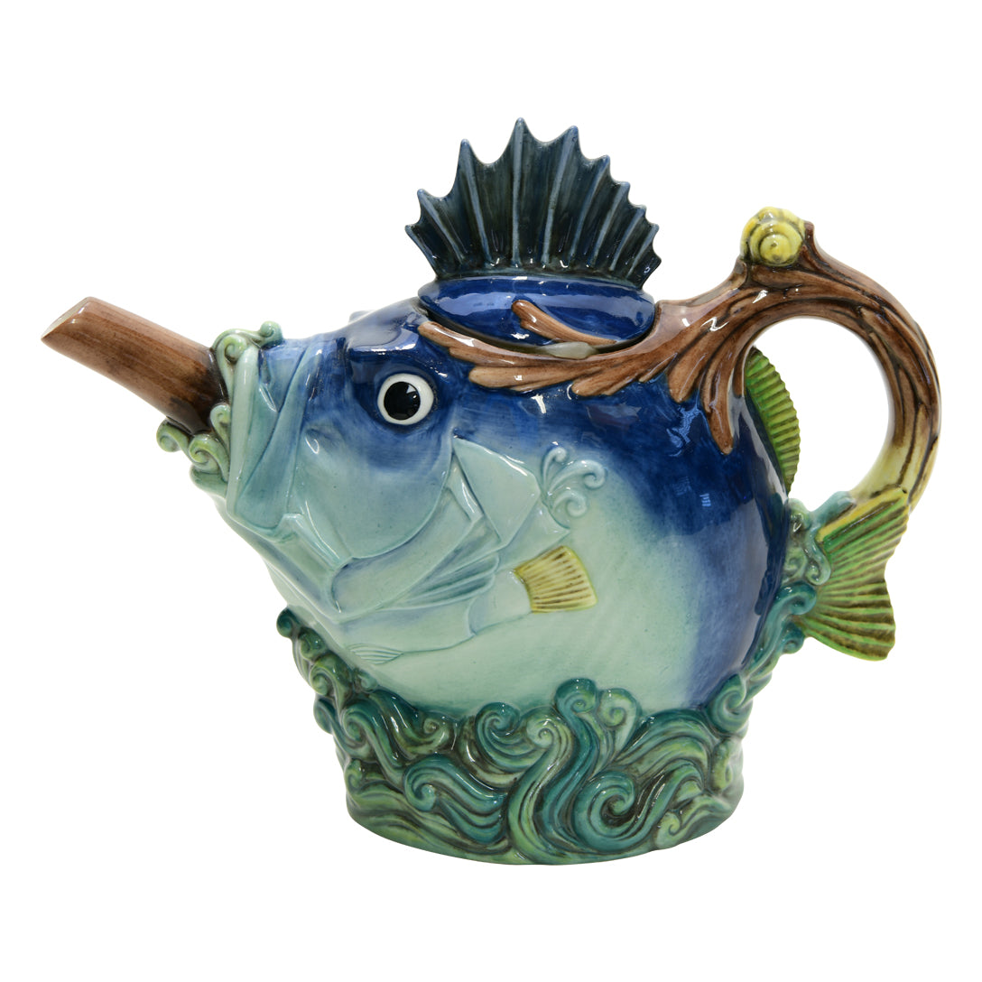 Minton majolica fish teapot