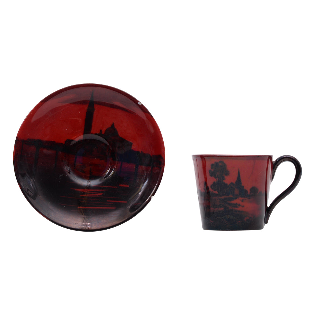 Flambe cup and saucer