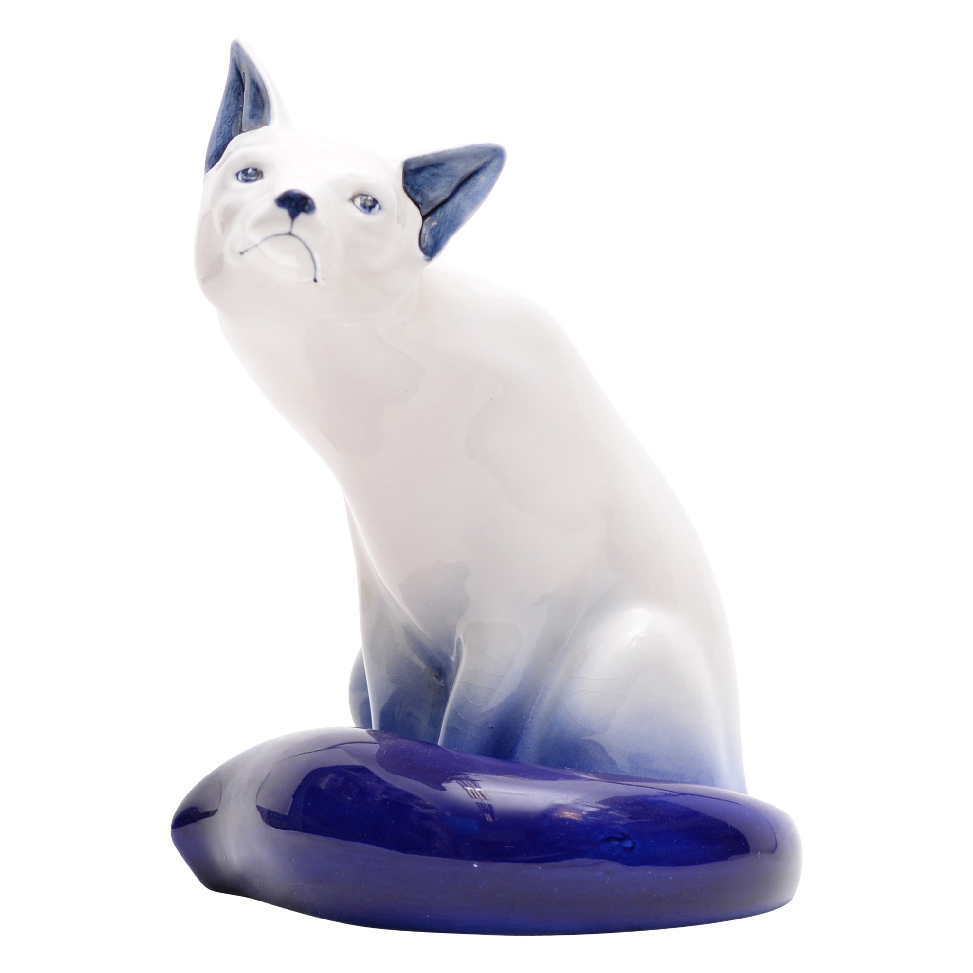 Blue & white glazed fox