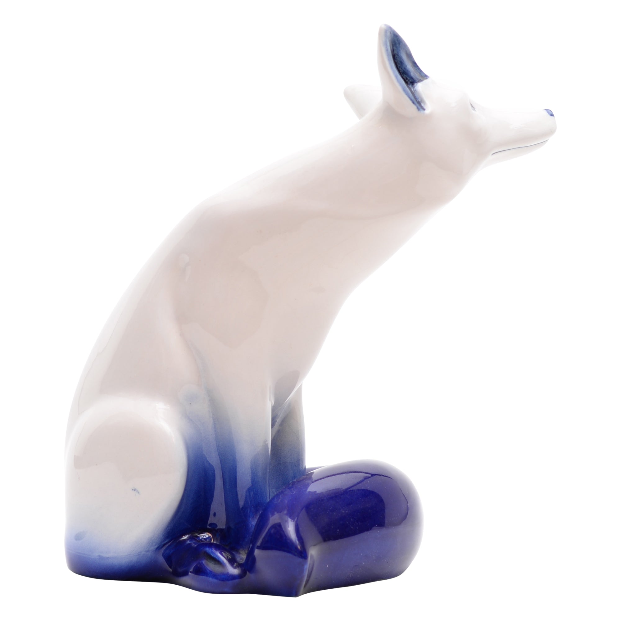 Blue & white glazed fox