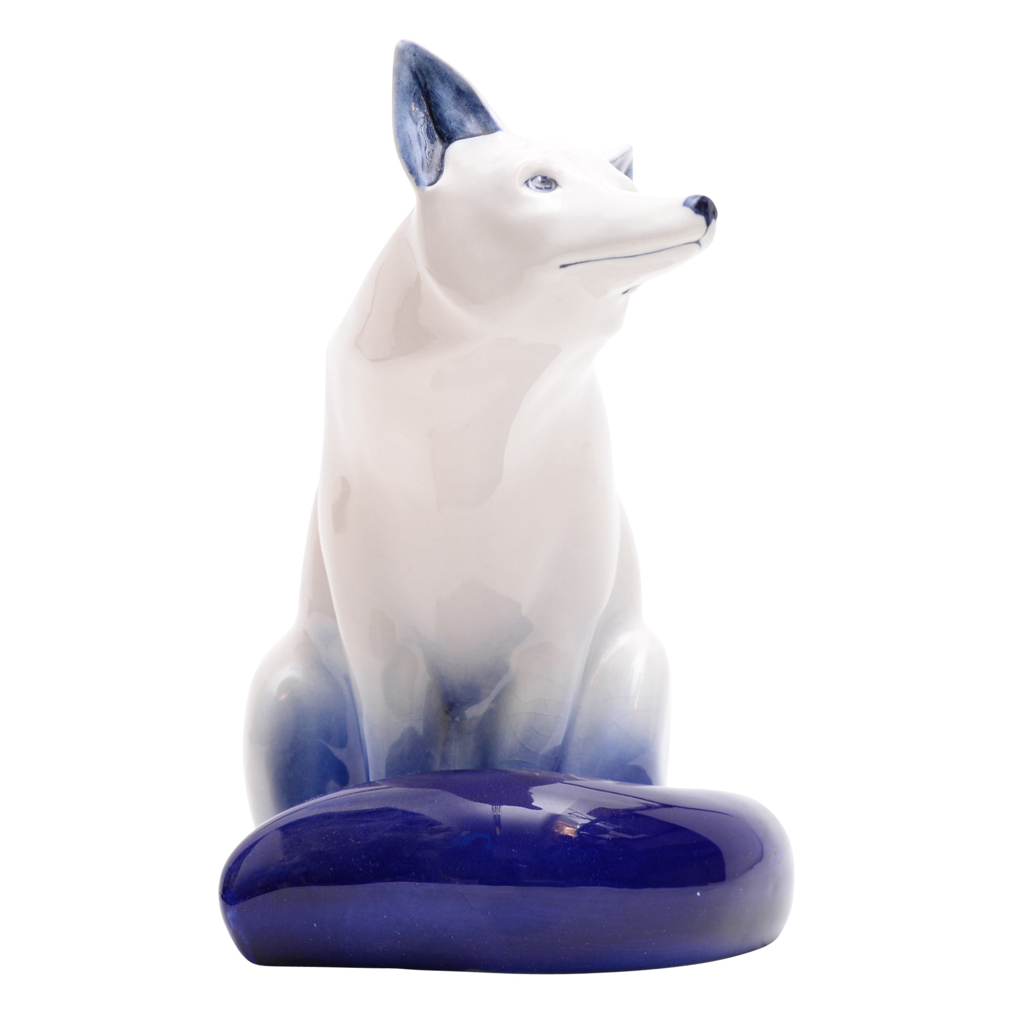 Blue & white glazed fox