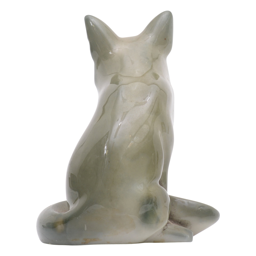 Seated fox titanium sculpture
