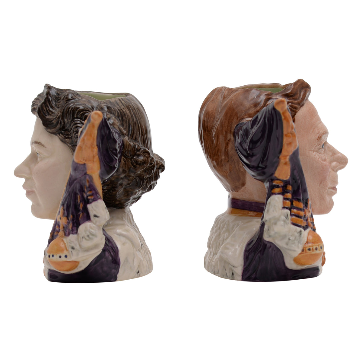 Pair of George VI & Queen Elizabeth II character jugs