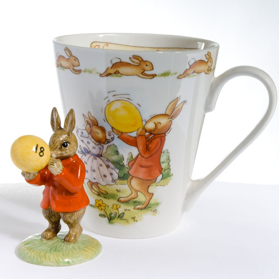 Happy 18th Bunnykins mug set