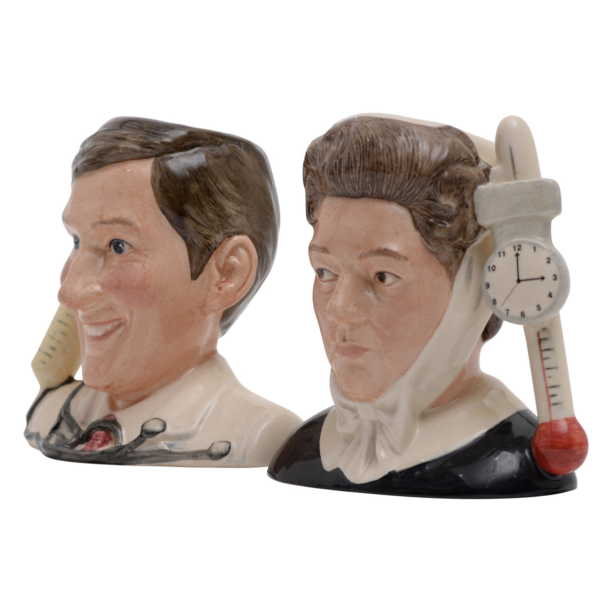 Pair of Jacques Hattie &  Kenneth  Williams character jugs