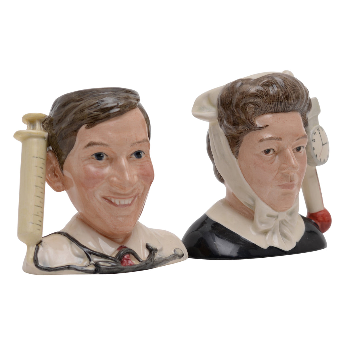 Pair of Jacques Hattie &  Kenneth  Williams character jugs