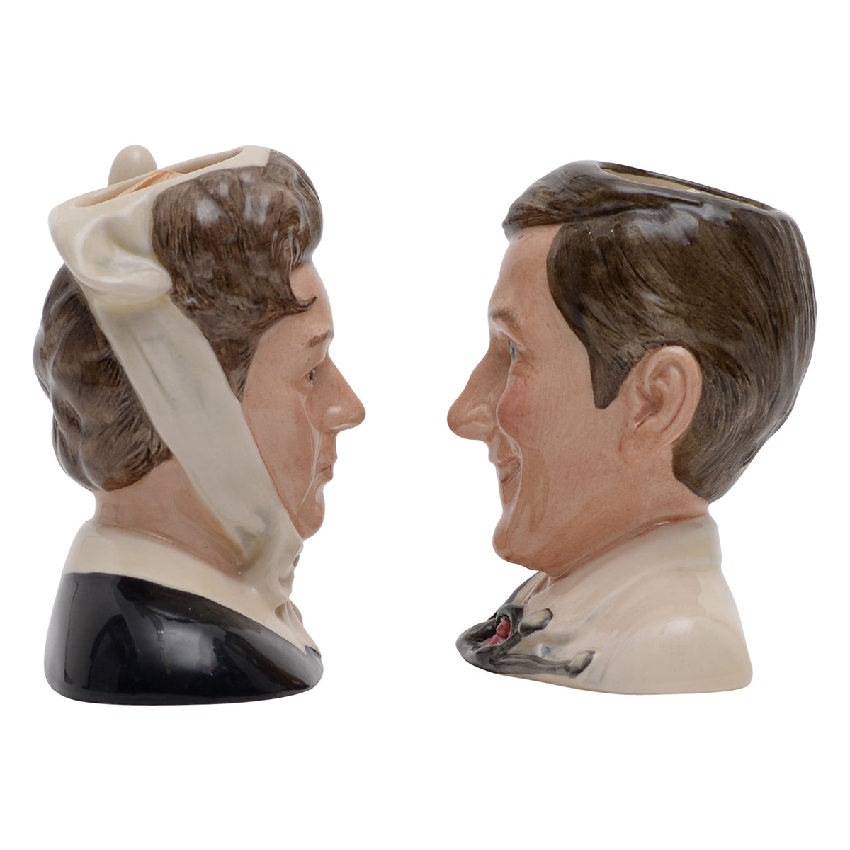 Pair of Jacques Hattie &  Kenneth  Williams character jugs