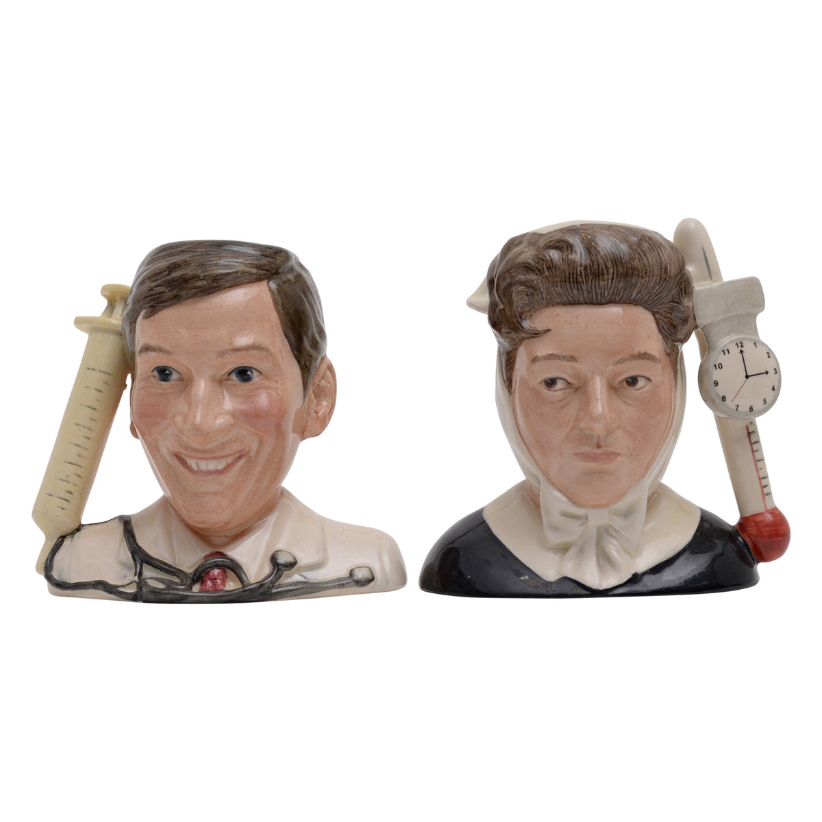 Pair of Jacques Hattie &  Kenneth  Williams character jugs