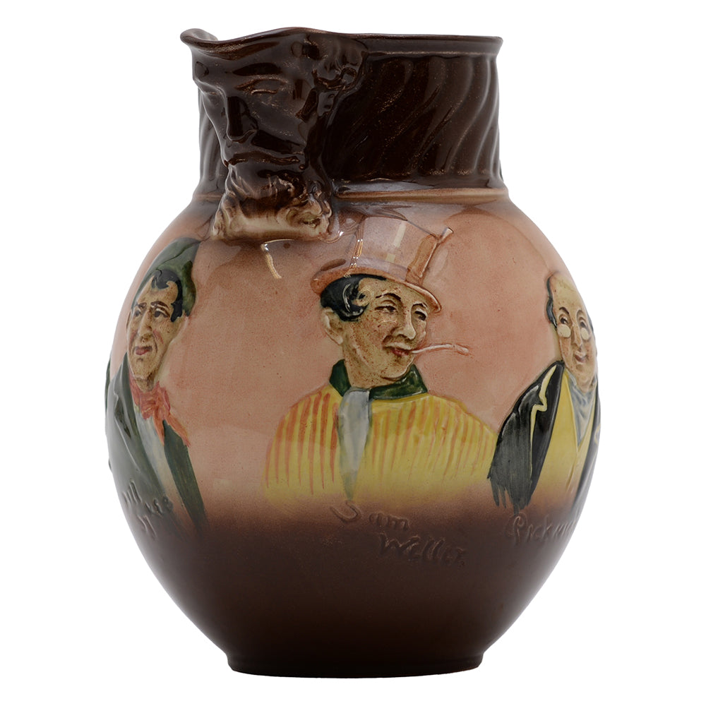Kingsware Pitcher Dickens Characters Airbrushed Brown