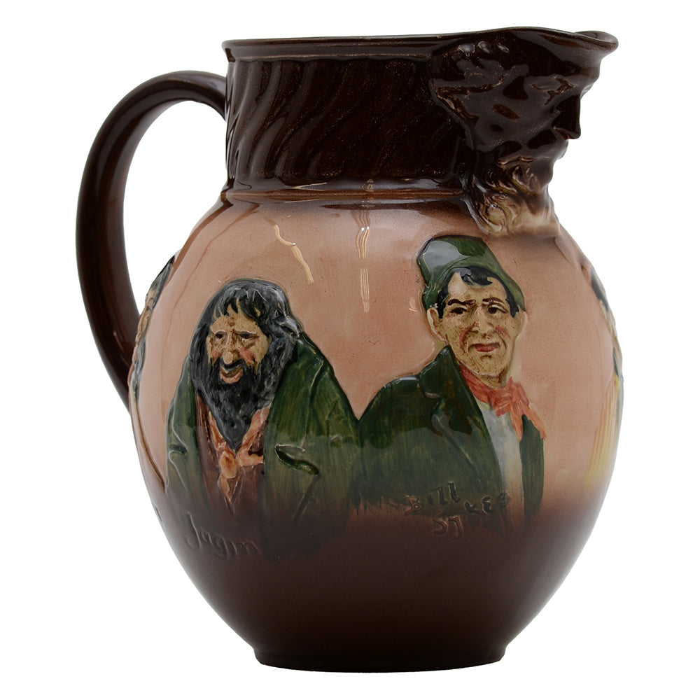 Kingsware Pitcher Dickens Characters Airbrushed Brown