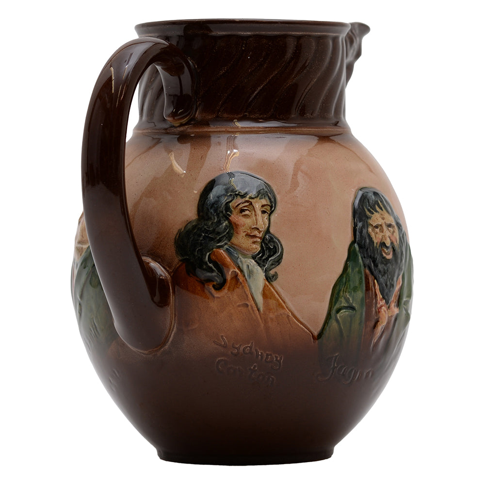 Kingsware Pitcher Dickens Characters Airbrushed Brown