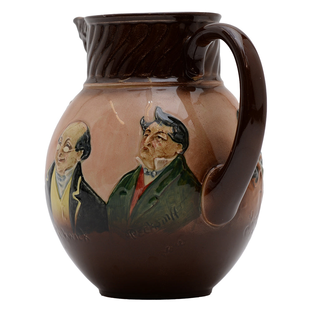 Kingsware Pitcher Dickens Characters Airbrushed Brown