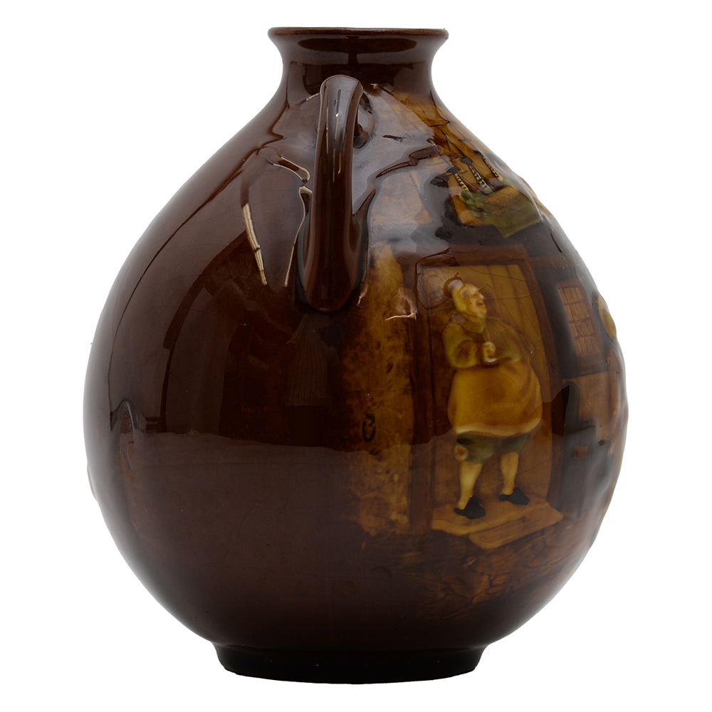 Kingsware Vase Men Drinking Outside Tavern Dog Barking